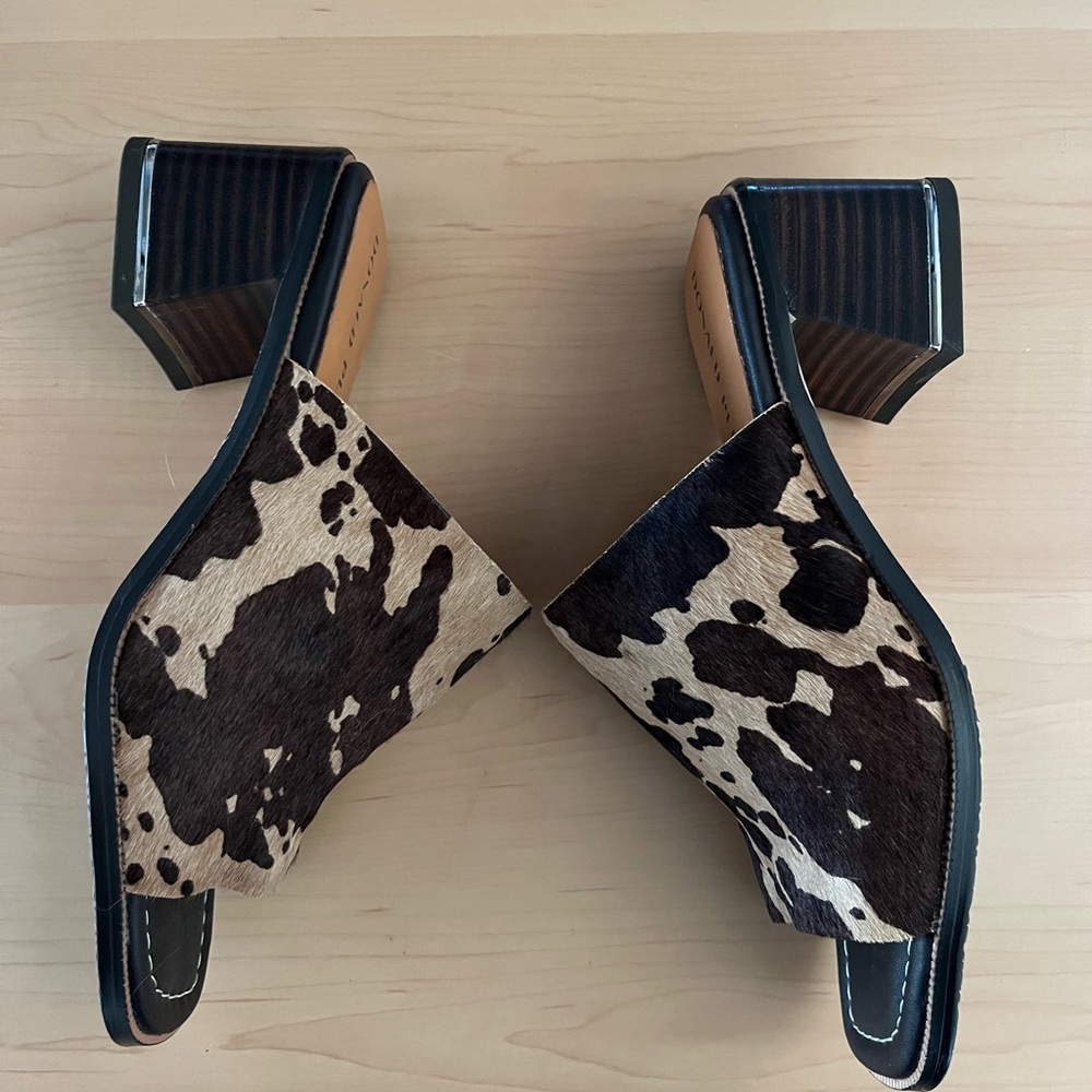 Donald J Pliner Haze brown cow print block heel sandals